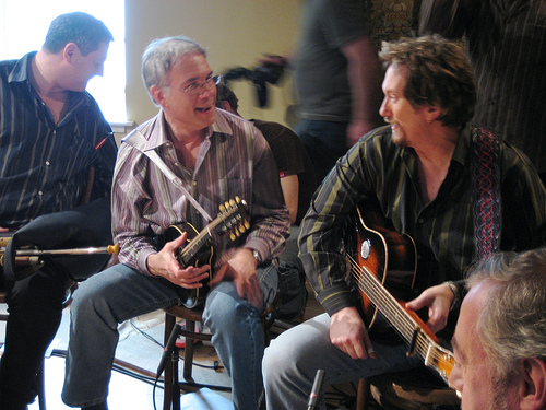 Filming Transatlantic Sessions 3, with Ronan Browne, Jerry Douglas 2007